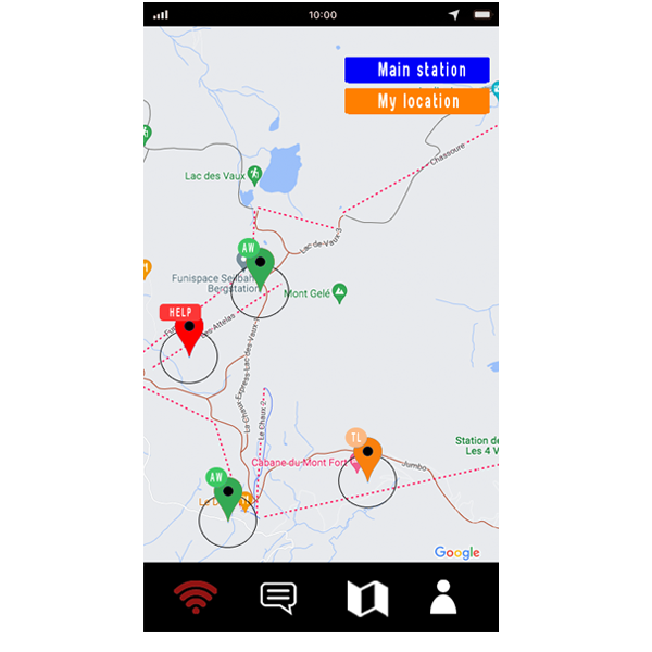 the map on the Outdoor SOS app